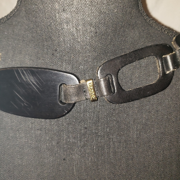 Rare Gucci Black Leather open Ring Belt